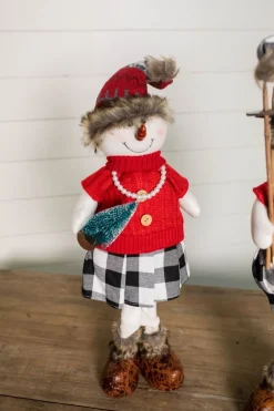 Decorator's Warehouse 25” Plush Snowman Figurine with Buffalo Check Pants > Christmas Accents|Christmas Decor