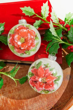 Decorator's Warehouse 4" Poinsettia Ball Ornament > Cardinal|Christmas Decor