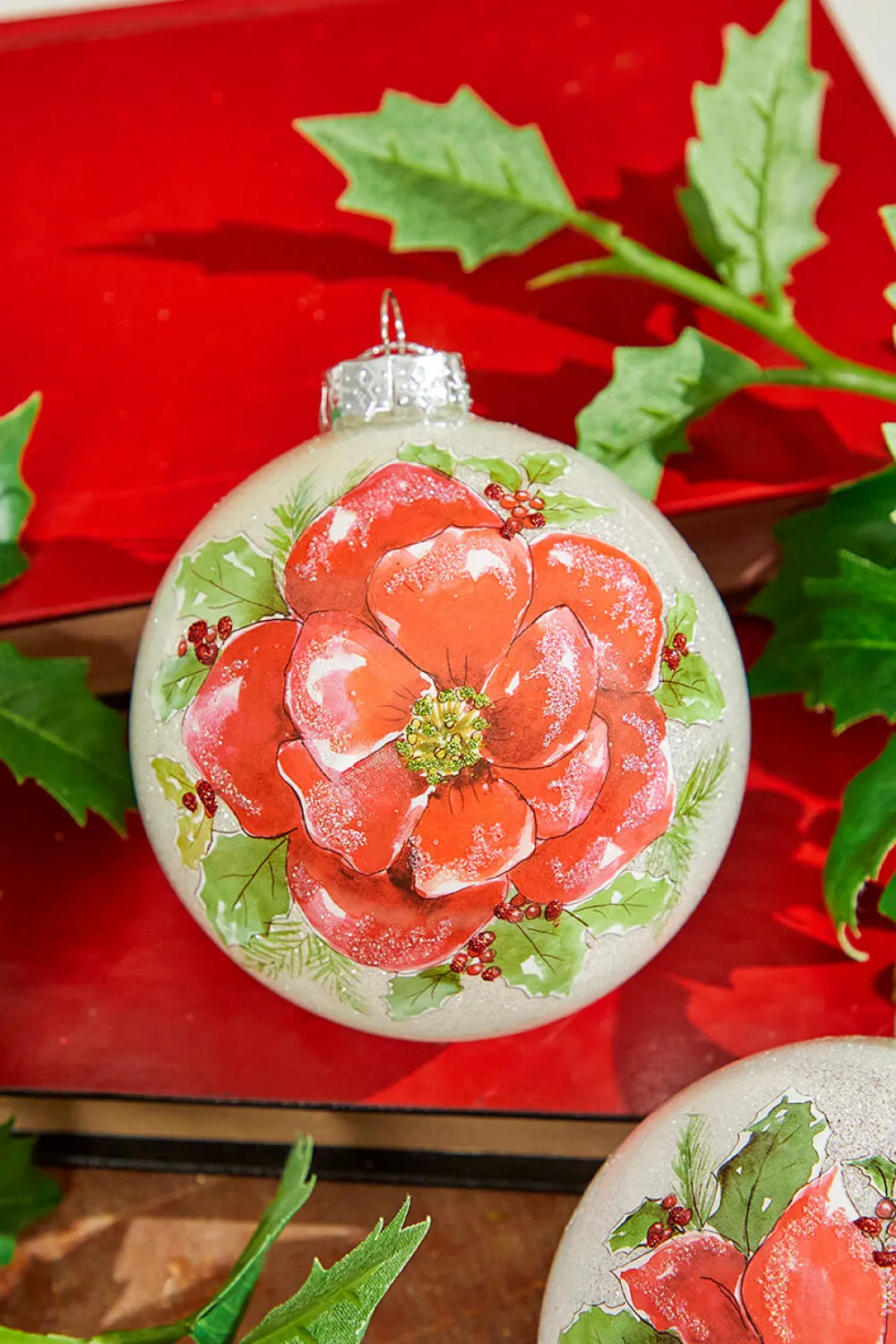 Decorator's Warehouse 4" Poinsettia Ball Ornament > Cardinal|Christmas Decor