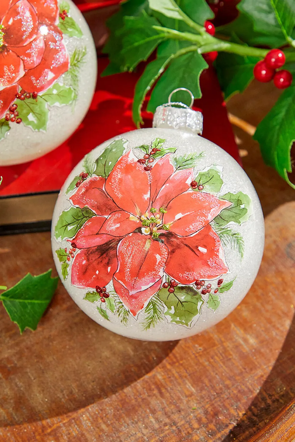 Decorator's Warehouse 4" Poinsettia Ball Ornament > Cardinal|Christmas Decor