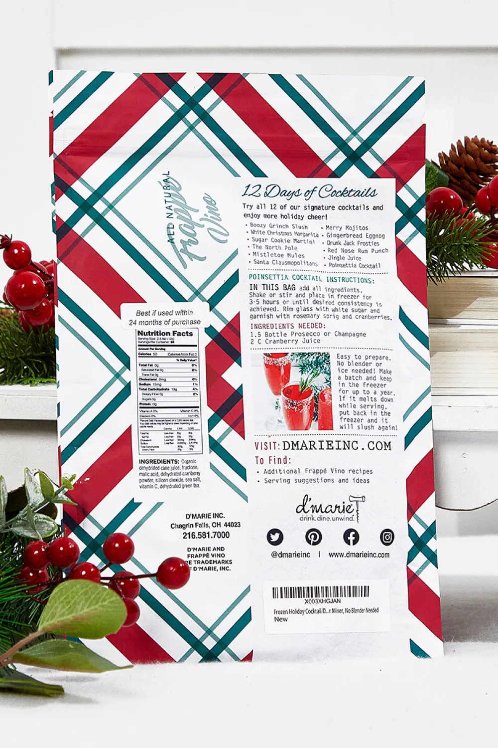 Decorator's Warehouse Poinsettia Cocktail Mix - Frappe Vino > Fun Gifts|Christmas Decor