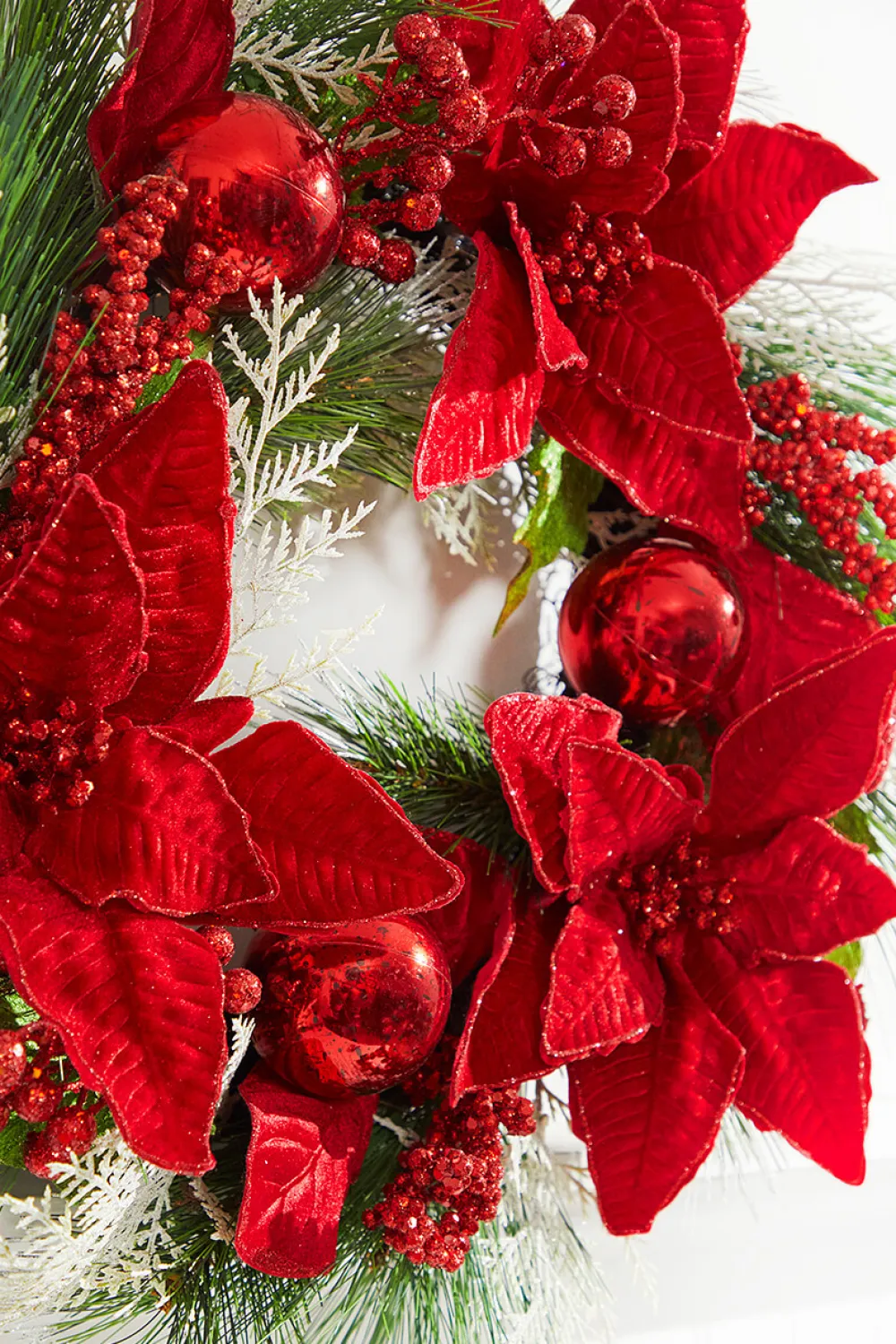 Decorator's Warehouse 22” Poinsettia With Pine Wreath > Christmas Decor|All Wreaths
