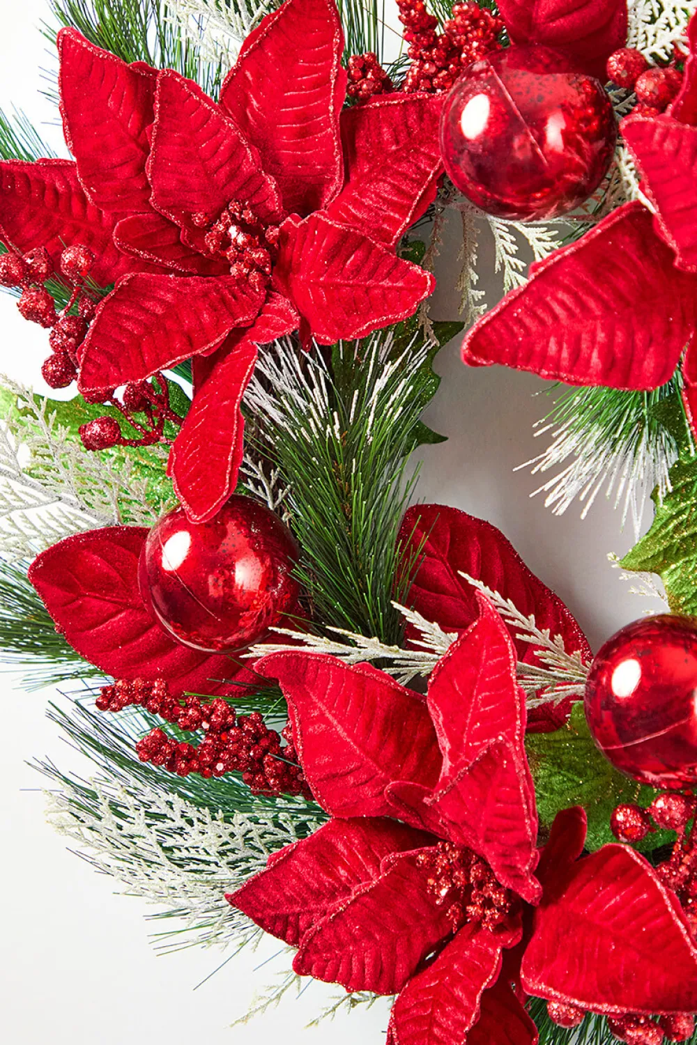 Decorator's Warehouse 22” Poinsettia With Pine Wreath > Christmas Decor|All Wreaths