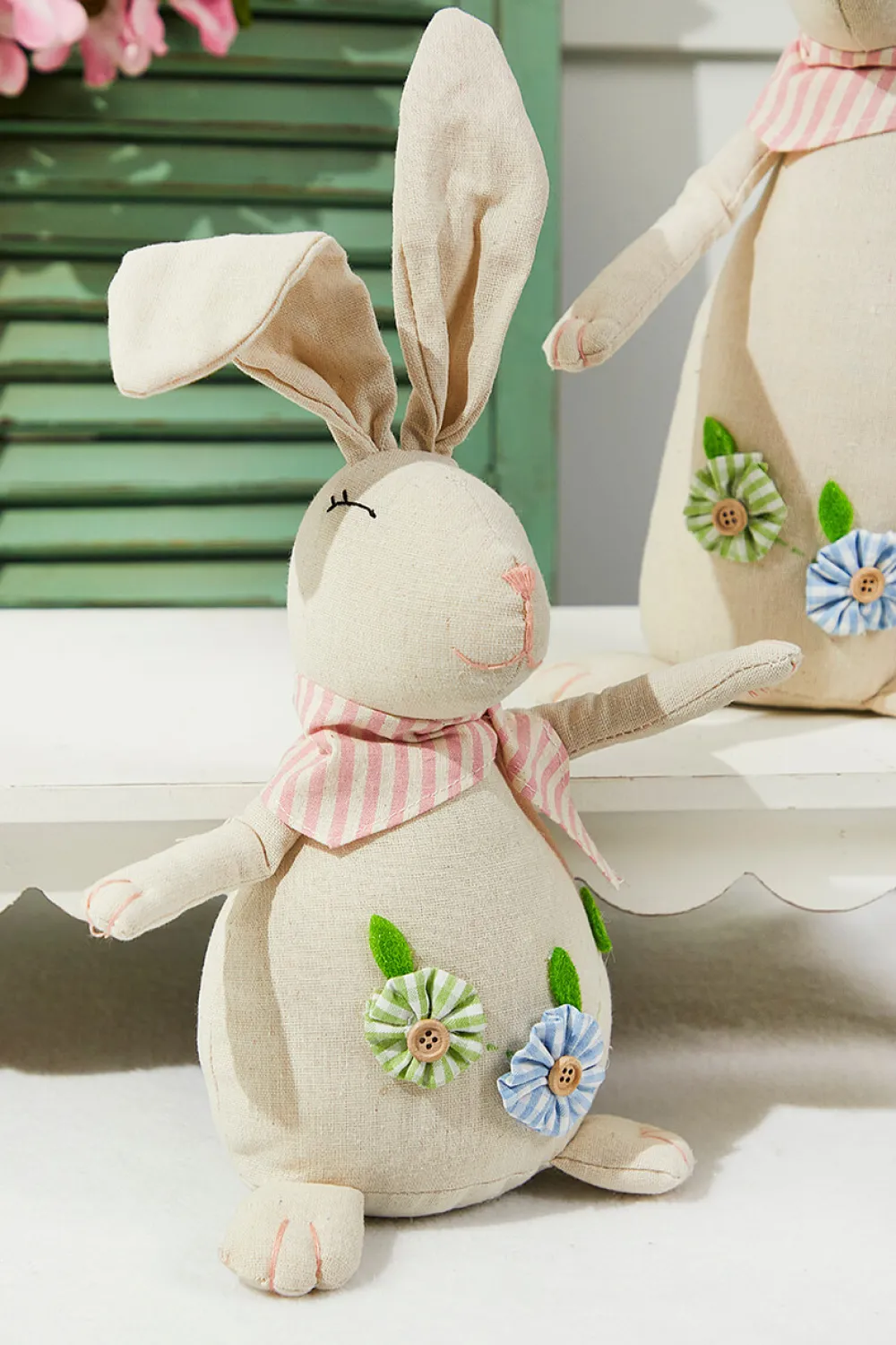 Decorator's Warehouse 12" Polyester Bunny With Flowers - Set of 2 > Easter Decor|Easter Decor