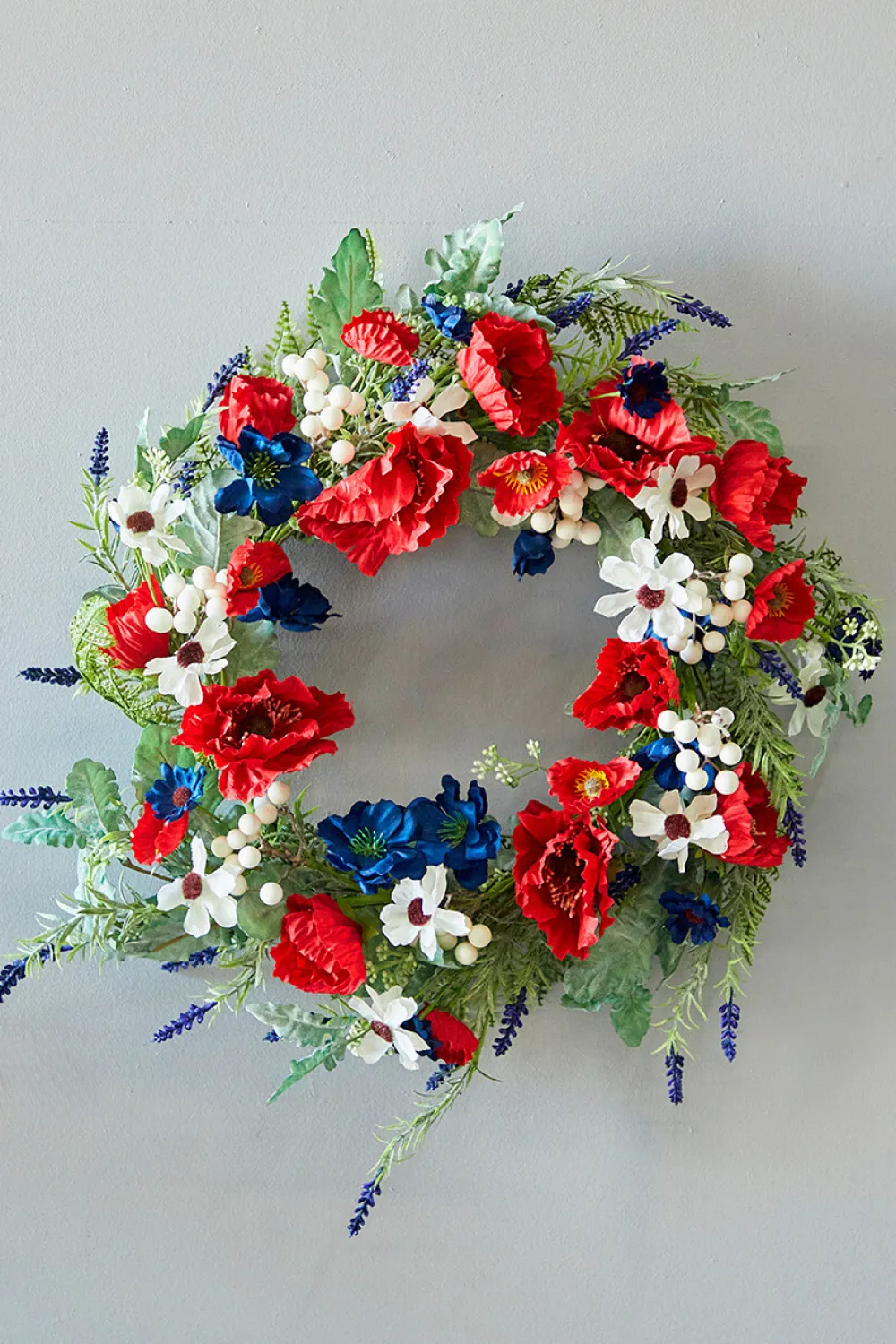 Decorator's Warehouse 22" Poppy Berry Wreath > All Wreaths|Patriotic Decor