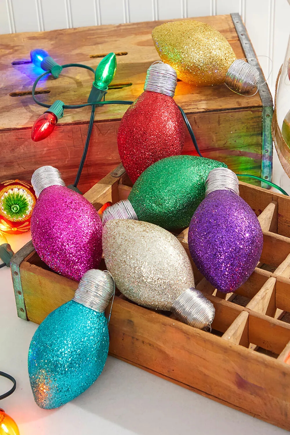 Decorator's Warehouse 7" Purple Glitter Light Bulb Ornament > Christmas Ornaments|Christmas Decor