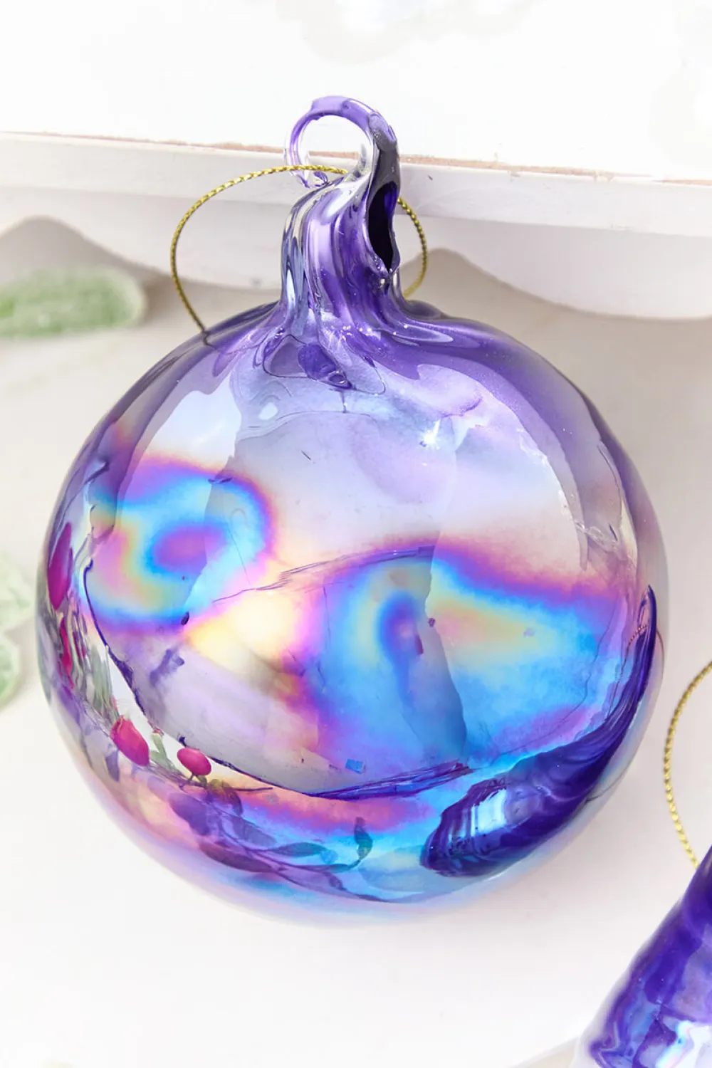 Decorator's Warehouse 4" - 6" Purple Iridescent Blown Glass Ornament > Retro Brites|Merry & Bright