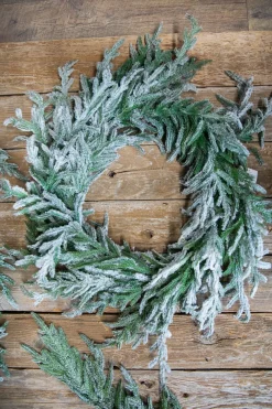 Decorator's Warehouse 24” Real Touch Flocked Norfolk Wreath > Natural Greenery|Christmas Decor