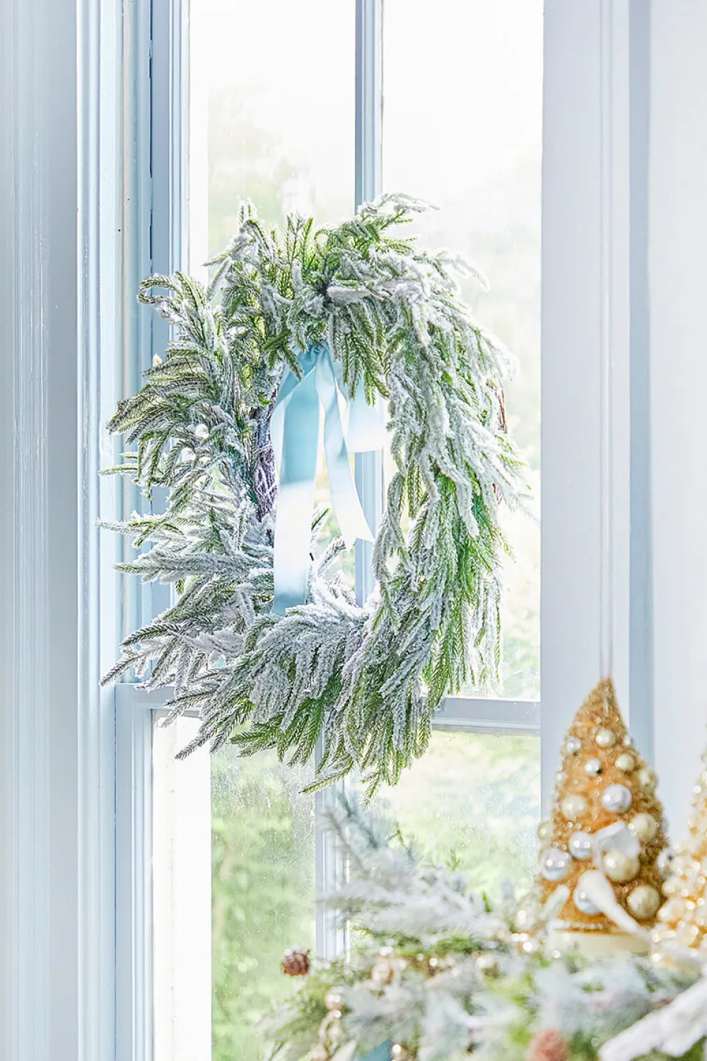 Decorator's Warehouse 24” Real Touch Flocked Norfolk Wreath > Natural Greenery|Christmas Decor