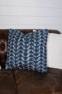 Decorator's Warehouse 18" Recycled Polyester, Blue And Ivory Pattern Pillow with Polyester Fill > Christmas Decor|Patriotic Decor