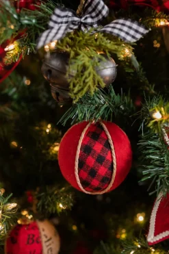 Decorator's Warehouse 4” Red and Black Buffalo Check Ball Christmas Ornaments > Christmas Ornaments|Farmhouse