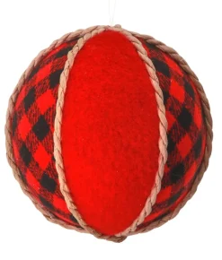 Decorator's Warehouse 4” Red and Black Buffalo Check Ball Christmas Ornaments > Christmas Ornaments|Farmhouse