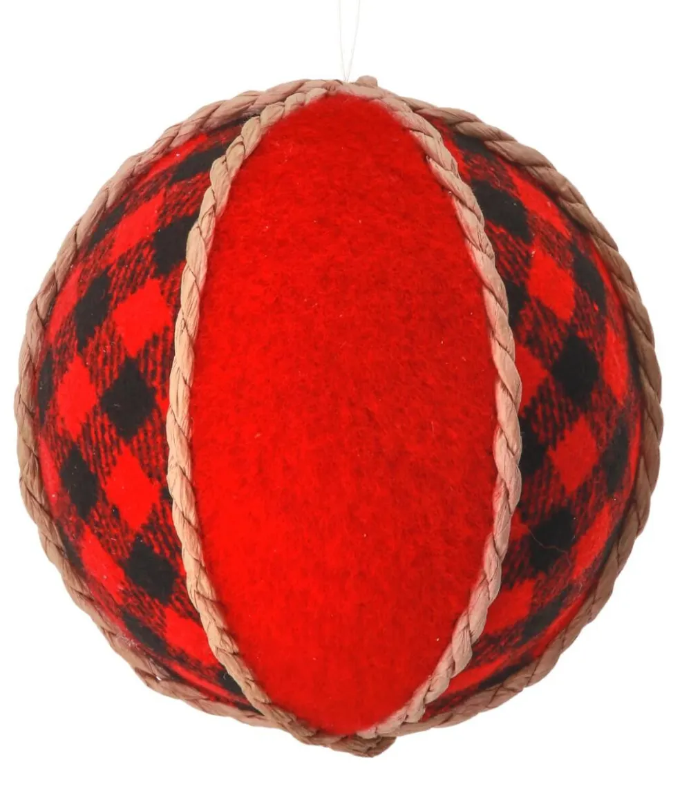 Decorator's Warehouse 4” Red and Black Buffalo Check Ball Christmas Ornaments > Christmas Ornaments|Farmhouse