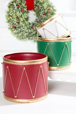 Decorator's Warehouse Red and Green Drum Container - Set of 3 > Tabletop & Accent Trees|Nutcracker