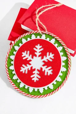Decorator's Warehouse 8" Red and White and Green Snowflake Ornament > Christmas Ornaments|Storyville