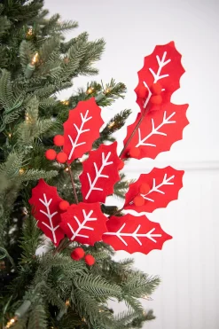 Decorator's Warehouse 28” Red and White Leaf Spray with Red Berries > Christmas Sprays|Christmas Decor