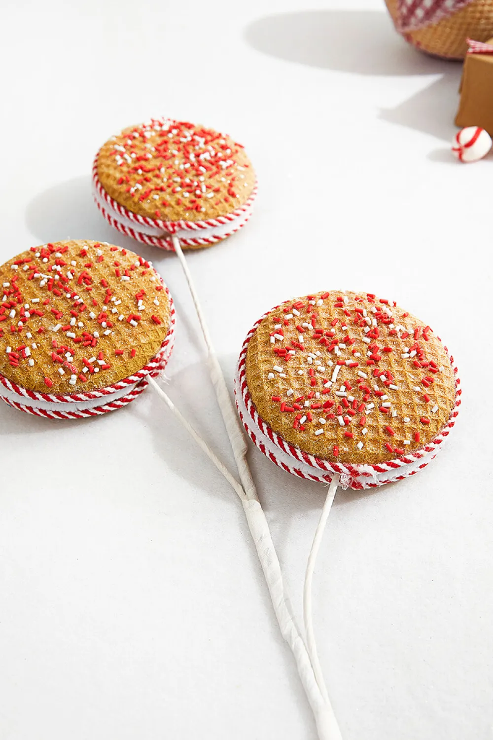 Decorator's Warehouse 28” Red and White Peppermint Stripe Macaron Waffle Spray > Best Sellers|Christmas Decor