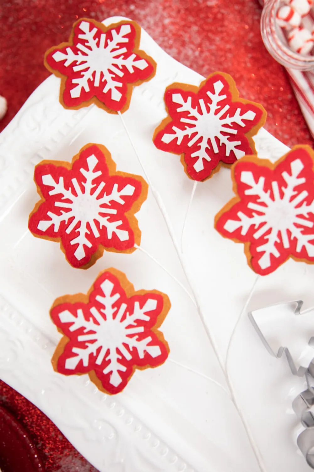 Decorator's Warehouse 24” Red and White Snowflake Stem > Best Sellers|Christmas Decor