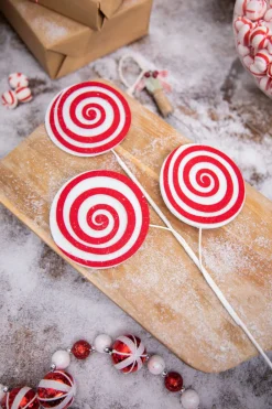 Decorator's Warehouse 20” Red and White Swirl Candy Stem > Christmas Sprays|Christmas Decor