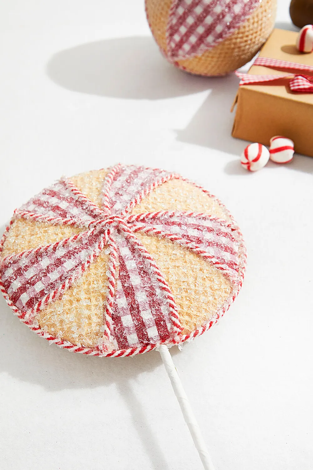 Decorator's Warehouse 23” Red and White Waffle Peppermint Spray > Gingerbread|Christmas Decor