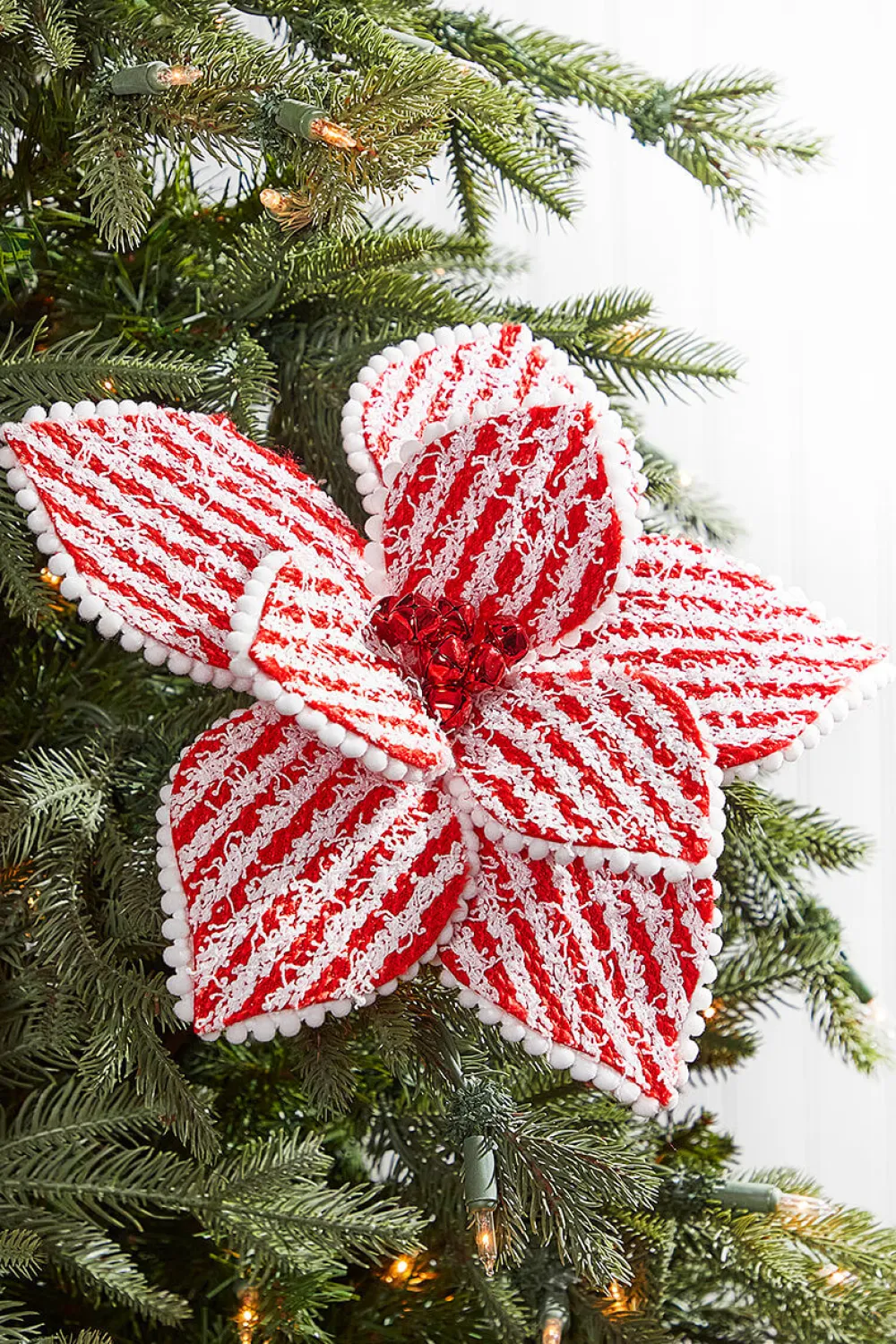 Decorator's Warehouse 22" Red and White with Cotton Ball Edge Stem > Christmas Decor|Believe