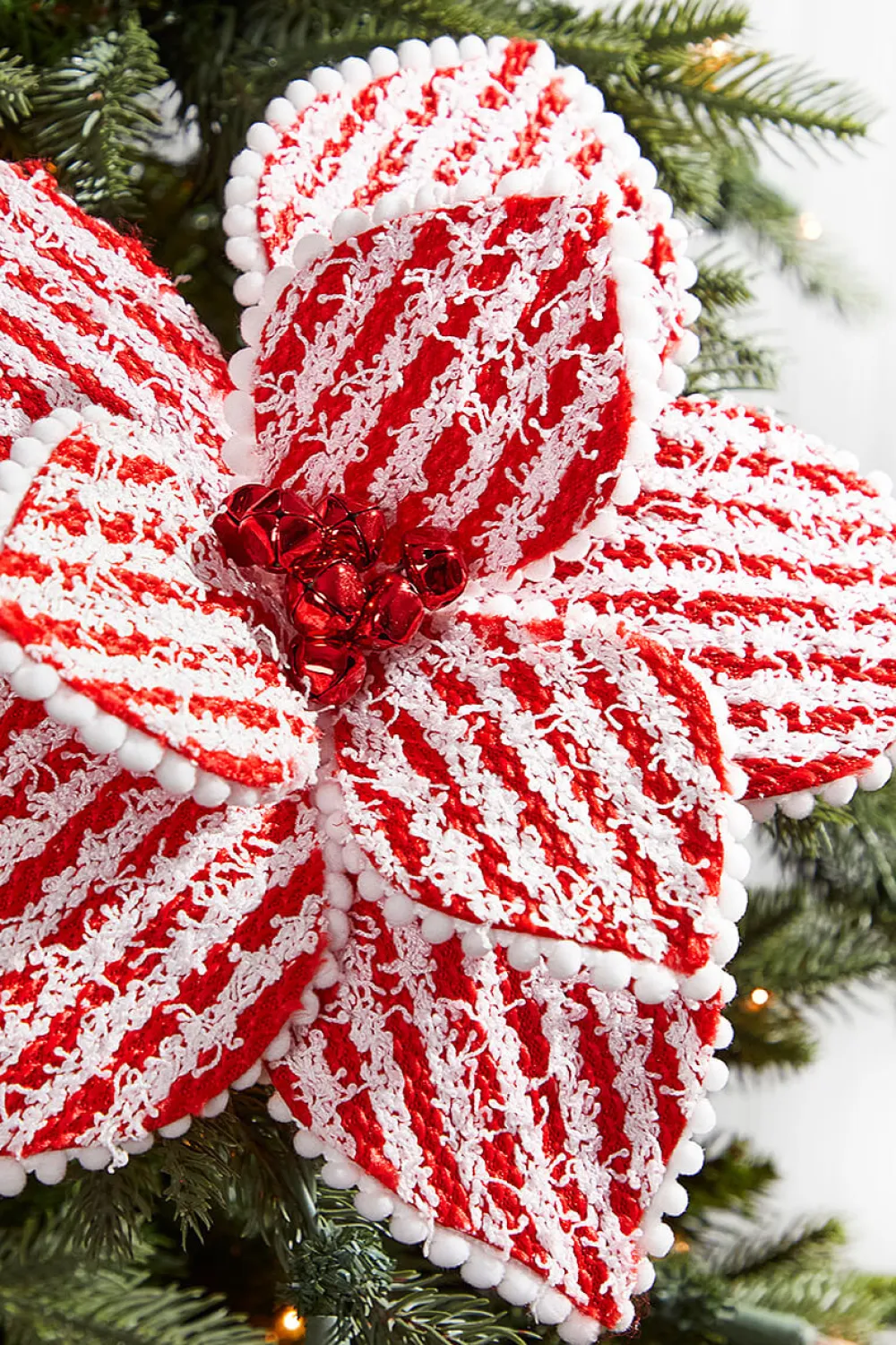 Decorator's Warehouse 22" Red and White with Cotton Ball Edge Stem > Christmas Decor|Believe