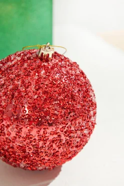 Decorator's Warehouse 4” Red Beaded Metallic Ball Ornament > Nutcracker|Christmas Decor