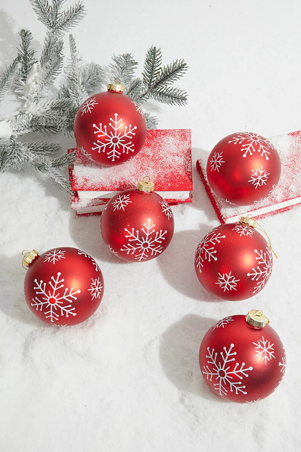Decorator's Warehouse 5" Red Christmas Ball Ornaments - Set of 6 > Boxed Sets|Christmas Sale