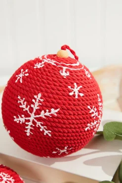 Decorator's Warehouse 4"-5" Red Cotton Snowflake Ornament > Christmas Decor|Believe