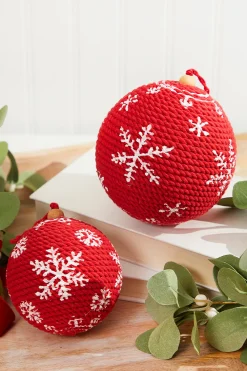Decorator's Warehouse 4"-5" Red Cotton Snowflake Ornament > Christmas Decor|Believe