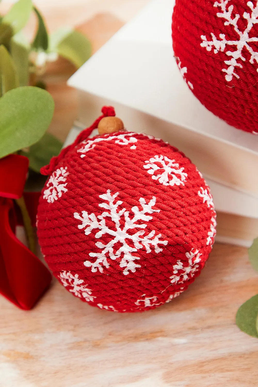 Decorator's Warehouse 4"-5" Red Cotton Snowflake Ornament > Christmas Decor|Believe
