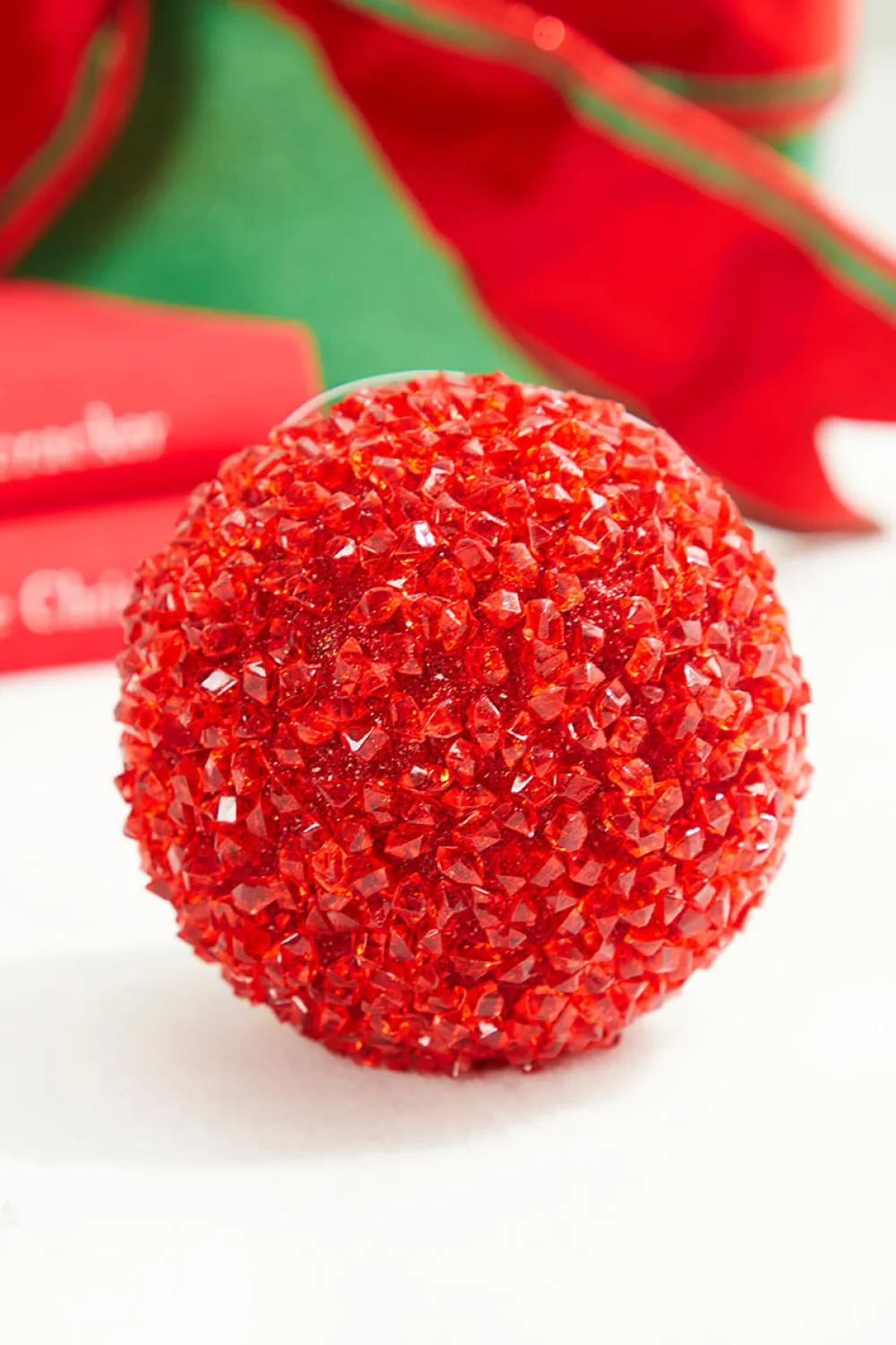 Decorator's Warehouse 4" Red Crystal Ball Ornament > Christmas Decor|Valentine'S Decor