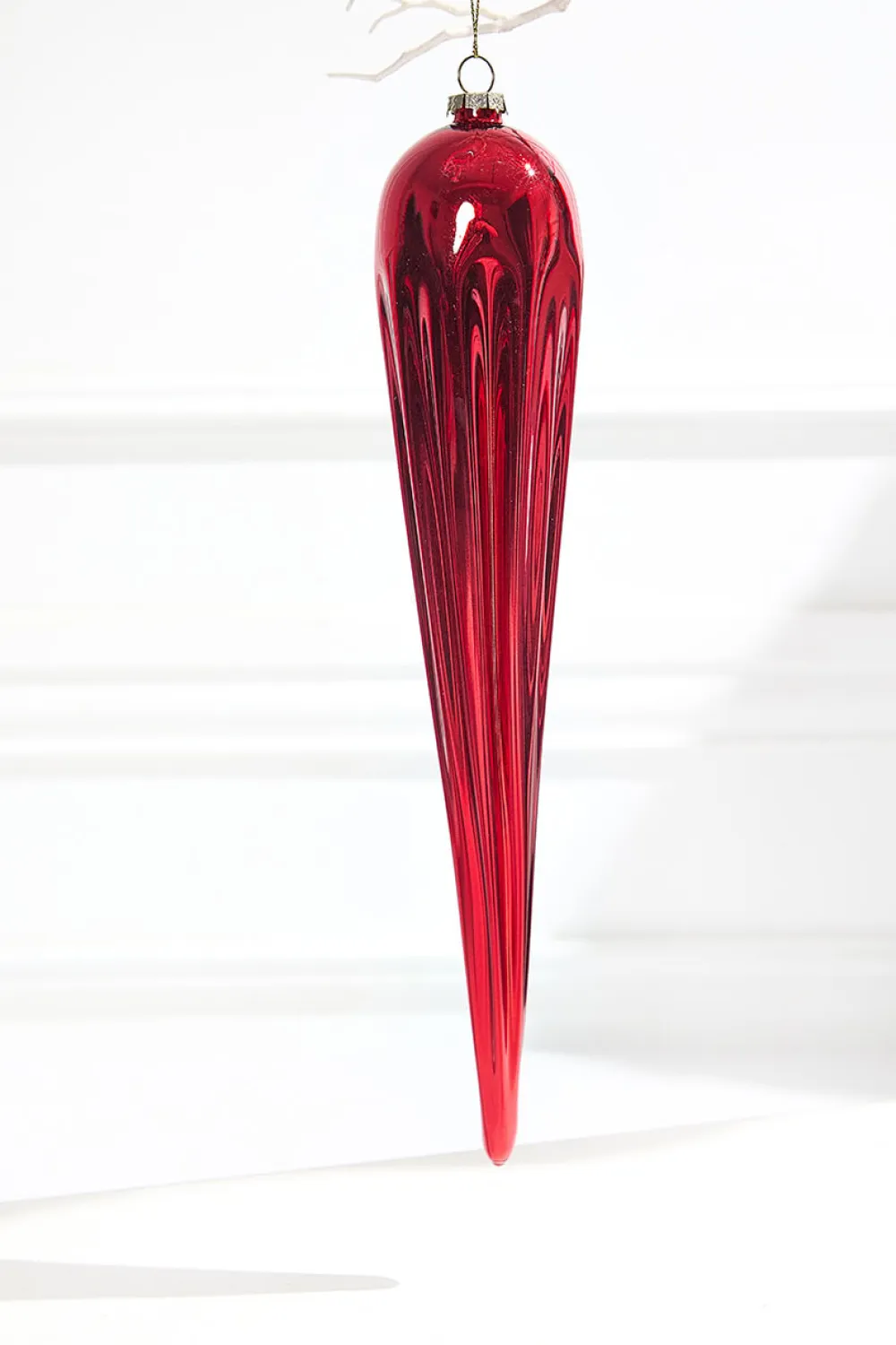 Decorator's Warehouse 13" Red Finial Glass Ornament > Red & Silver|Christmas Decor