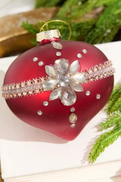 Decorator's Warehouse Red Gem Drop Glass Ornament > Red & Silver|Christmas Decor