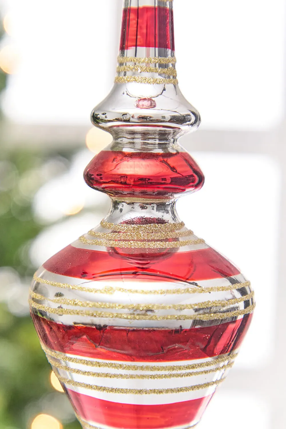 Decorator's Warehouse 12" - 12.5" Red Glass Finial Ornament > Christmas Decor|Red & Silver