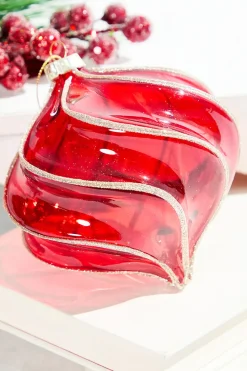 Decorator's Warehouse 4" Red Glass Swirl Onion Ornament > Christmas Decor|Christmas Ornaments