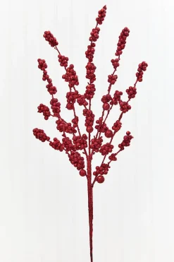 Decorator's Warehouse 26" Red Glitter Berries Spray > Traditional|2026 New Additions