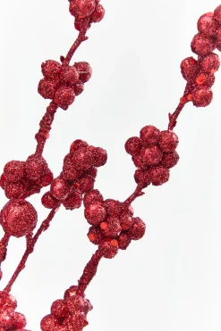 Decorator's Warehouse 26" Red Glitter Berries Spray > Traditional|2026 New Additions