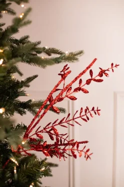 Decorator's Warehouse 29” Red Glitter Boxwood Berry Stick Spray > Christmas Sale|Christmas Sprays