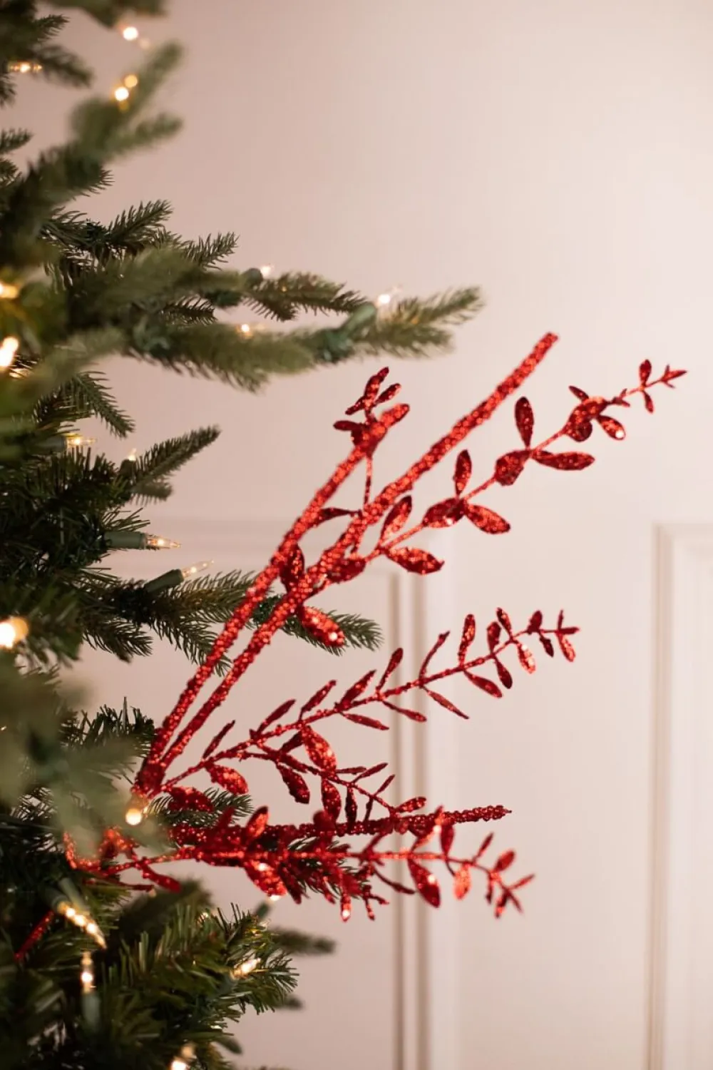 Decorator's Warehouse 29” Red Glitter Boxwood Berry Stick Spray > Christmas Sale|Christmas Sprays