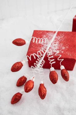 Decorator's Warehouse 20.5” Red Glitter Christmas Light Bulbs Spray > North Pole Party|Christmas Sale