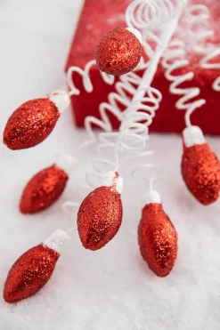 Decorator's Warehouse 20.5” Red Glitter Christmas Light Bulbs Spray > North Pole Party|Christmas Sale