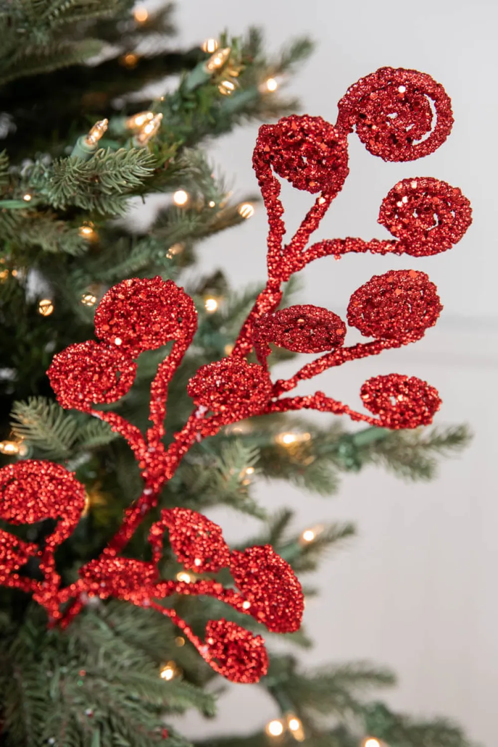 Decorator's Warehouse 26” Red Glitter Curly Stem > Christmas Sale|Christmas Sprays
