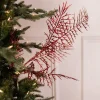 Decorator's Warehouse 38” Red Glitter Dragon Fern Spray > Nutcracker|Classic Christmas