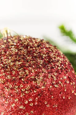 Decorator's Warehouse 6" Red Glitter Hanger Ball Ornament > Christmas Ornaments|Nutcracker