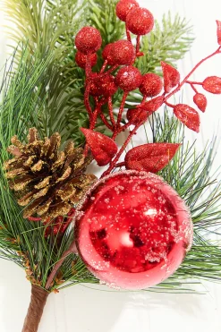 Decorator's Warehouse 14.5" Red Glitter Pinecone Ornament Spray > Cardinal|Christmas Sprays