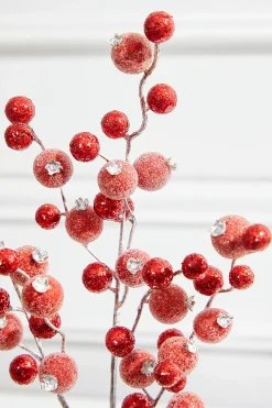 Decorator's Warehouse 18” Red Glitter Pomegranate Berry Pick > Nutcracker|Christmas Sprays