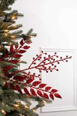 Decorator's Warehouse 29” Red Glitter Smilax Berry Spray > Nutcracker|Christmas Sprays