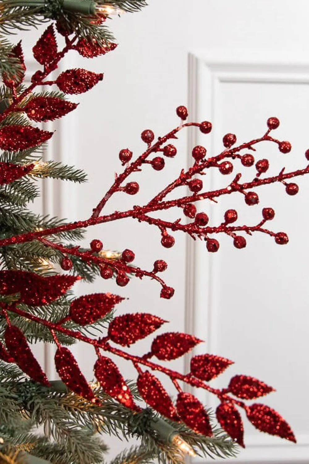 Decorator's Warehouse 29” Red Glitter Smilax Berry Spray > Nutcracker|Christmas Sprays