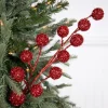 Decorator's Warehouse 26” Red Glitter Tinsel Ball Spray > Christmas Sprays|Christmas Decor